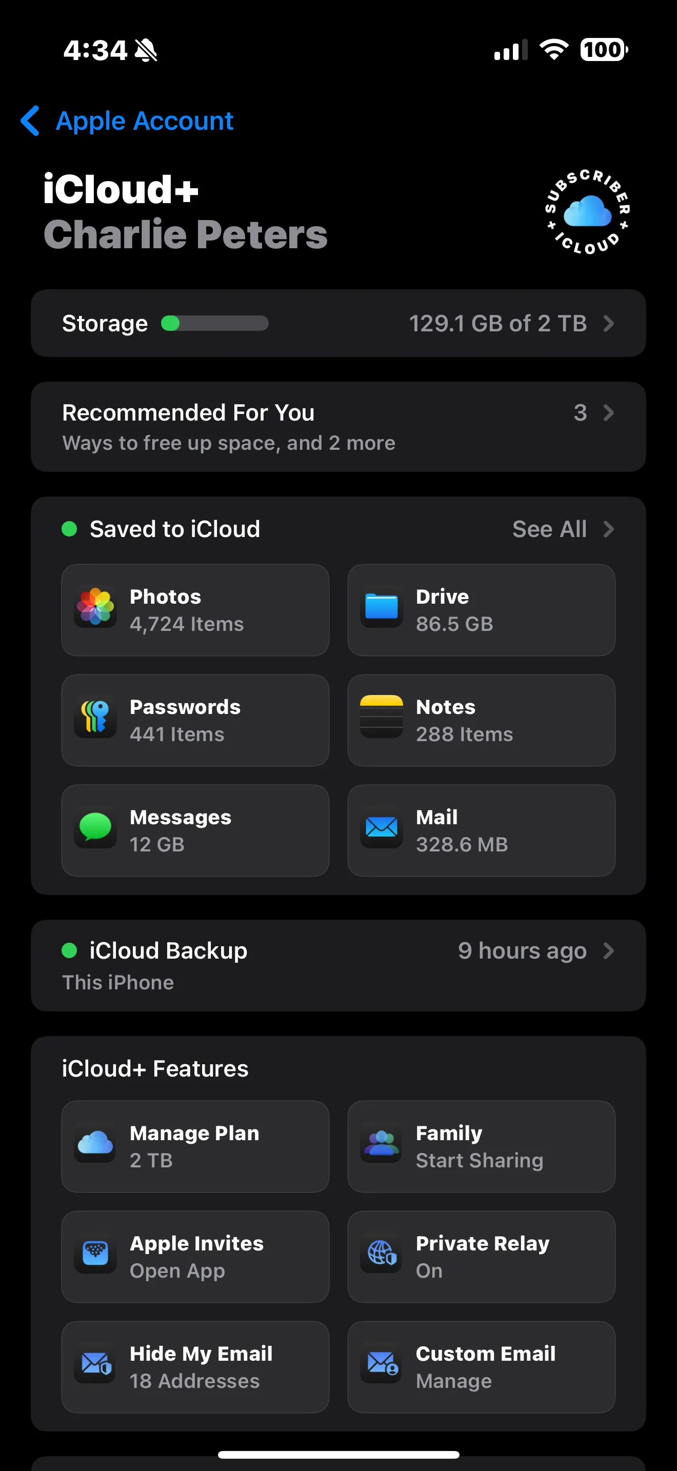 iCloud screen bold