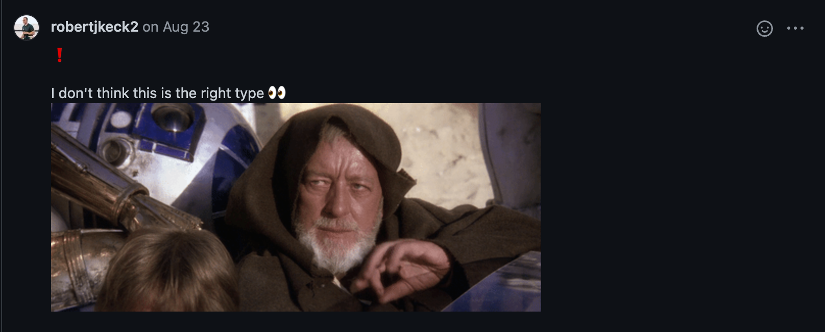 A comment on a code review with a REQUIRED flag