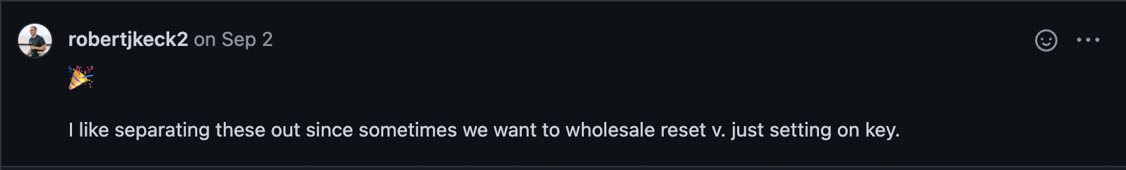 A comment on a code review with a PRAISE flag
